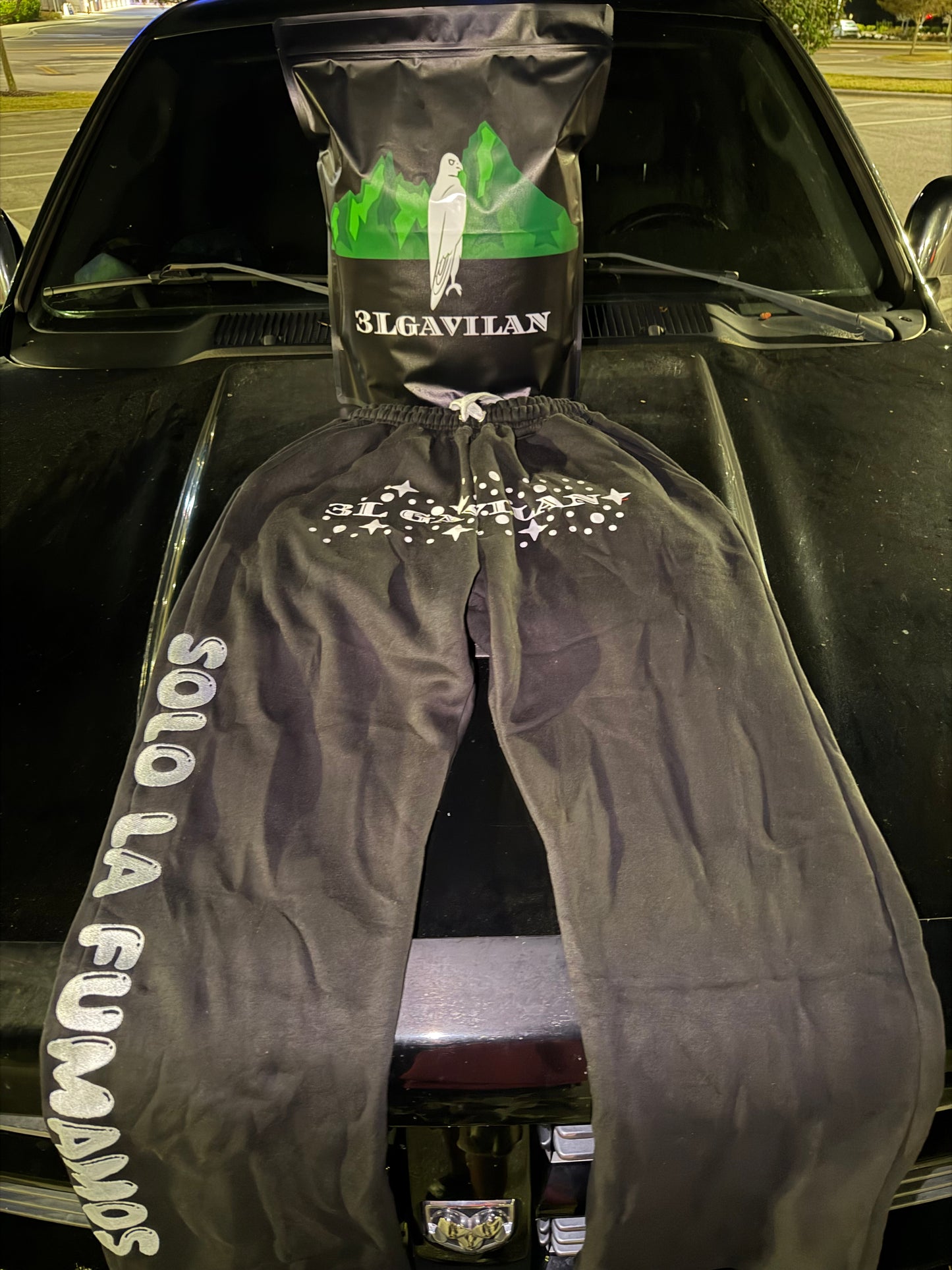black sweatsuit