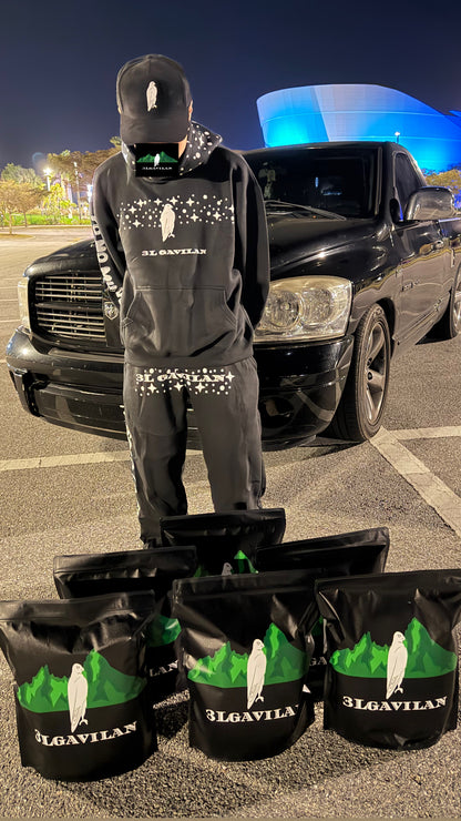 black sweatsuit