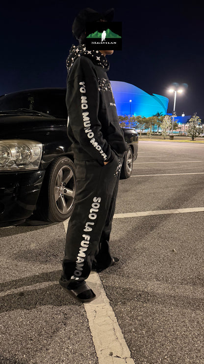 black sweatsuit
