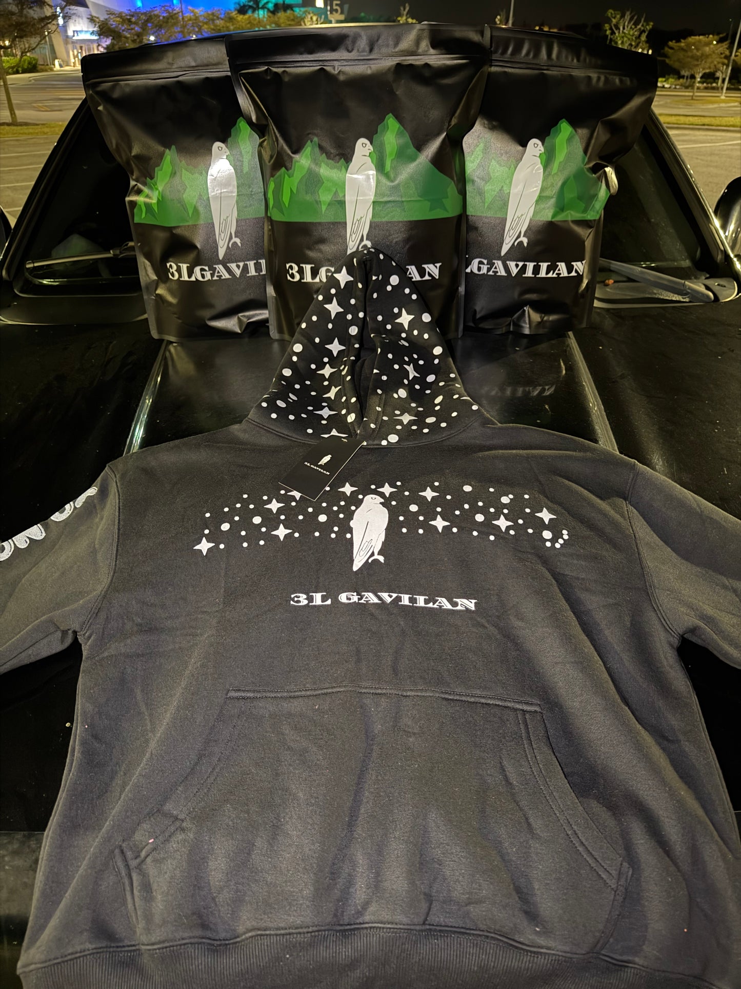black sweatsuit